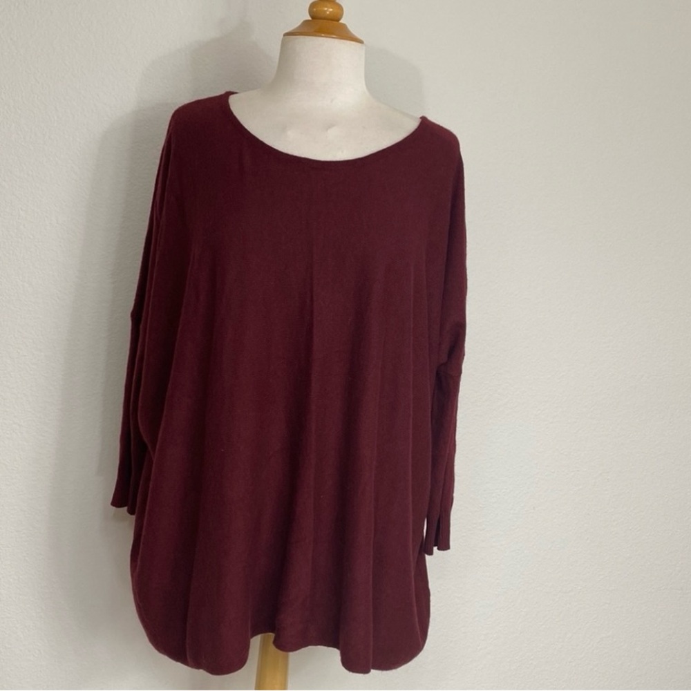 Miracle USA Women Maroon Oversize Knit Tunic Sweater Size S/M Classic Minimalist